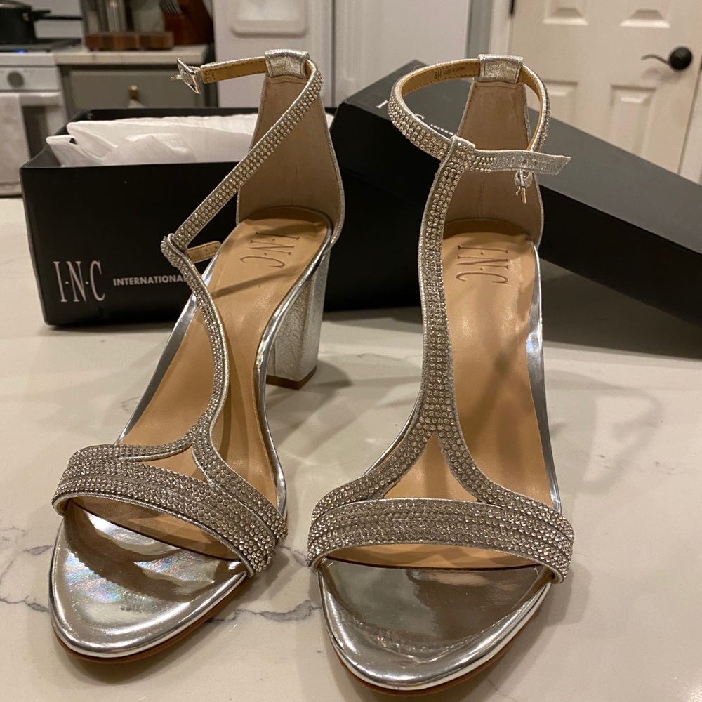 Like new INC Silver Sparkly Formal Heels